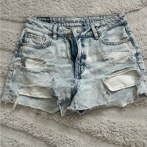 American Eagle Outfitters Light Blue Ripped Jean Shorts